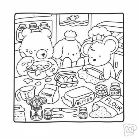 Cozy Friends na cozinha (Desenho para Colorir)