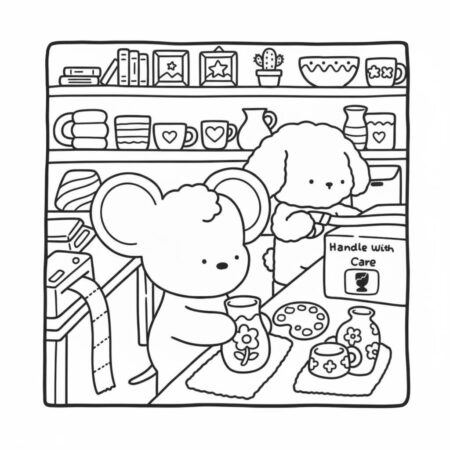 Cozy Friends na cozinha (Desenho para Colorir)