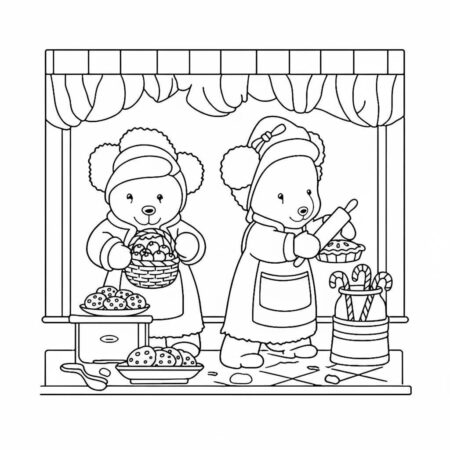 Cozy Friends na cozinha (Desenho para Colorir)