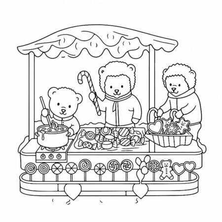 Cozy Friends na feira (Desenho para Colorir)