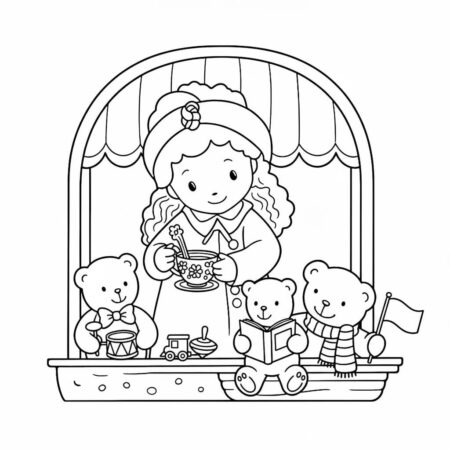 Cozy Friends na janela (Desenho para Colorir)