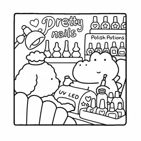 Cozy Friends na manicure (Desenho para Colorir)