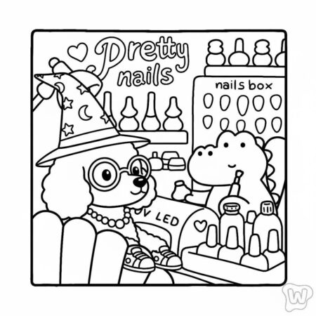 Cozy Friends na manicure (Desenho para Colorir)