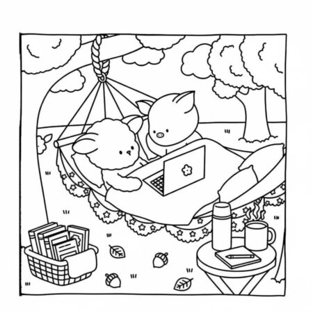 Cozy Friends na rede (Desenho para Colorir)