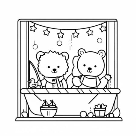 Cozy Friends no banheiro (Desenho para Colorir)
