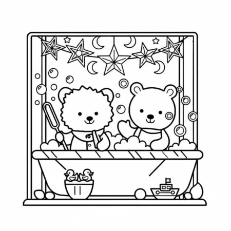 Cozy Friends no banho (Desenho para Colorir)