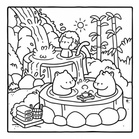 Cozy Friends no spa (Desenho para Colorir)