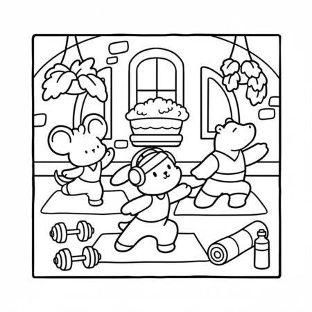 Cozy Friends se exercitando (Desenho para Colorir)