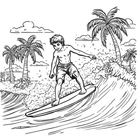 Crianca surfista Para Meninos (Desenho para Colorir)