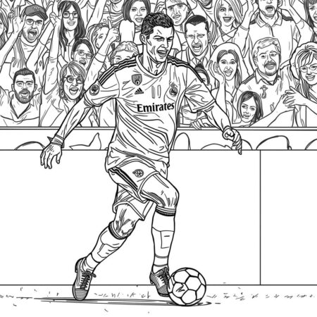Cristiano Ronaldo Jogando (Desenho para Colorir)