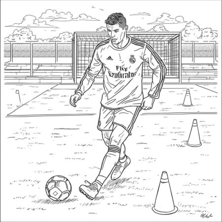 Cristiano Ronaldo Treinando (Desenho para Colorir)