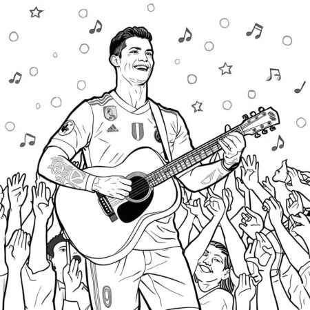 Cristiano Ronaldo e a Musica (Desenho para Colorir)