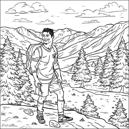 Cristiano Ronaldo e a Natureza (Desenho para Colorir)