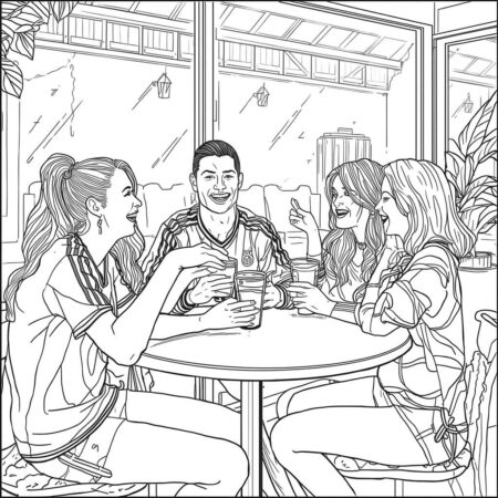 Cristiano Ronaldo e os Amigos (Desenho para Colorir)