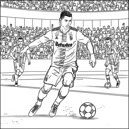 Cristiano Ronaldo em Acao (Desenho para Colorir)