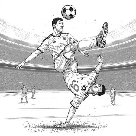 Cristiano Ronaldo em Acao (Desenho para Colorir)