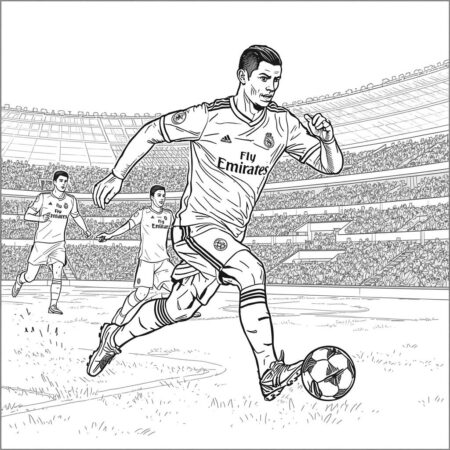 Cristiano Ronaldo em Acao (Desenho para Colorir)