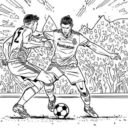 Cristiano Ronaldo em Acao (Desenho para Colorir)