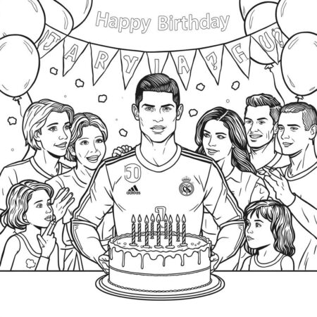 Cristiano Ronaldo em Festa (Desenho para Colorir)