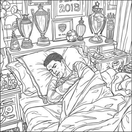 Cristiano Ronaldo na Cama (Desenho para Colorir)