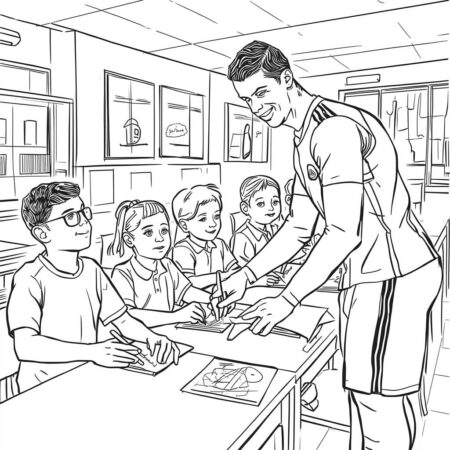 Cristiano Ronaldo na Escola (Desenho para Colorir)