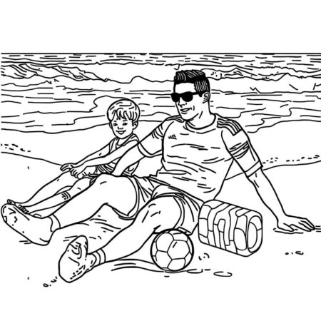 Cristiano Ronaldo na Praia (Desenho para Colorir)
