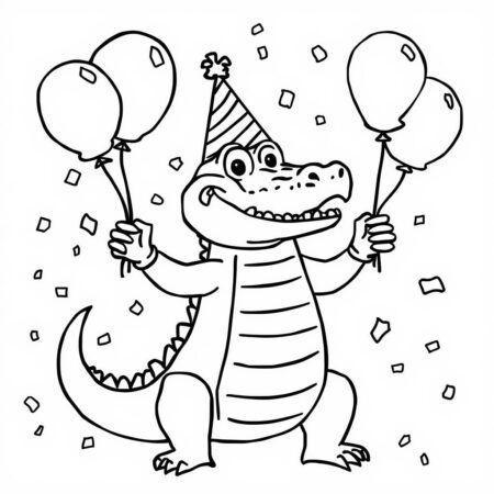 Crocodilo Festivo (Desenho para Colorir)