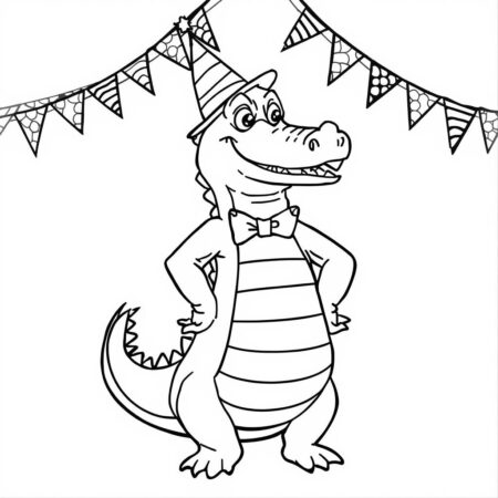Crocodilo com Chapeu (Desenho para Colorir)