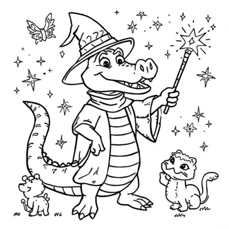 Crocodilo e Magia (Desenho para Colorir)