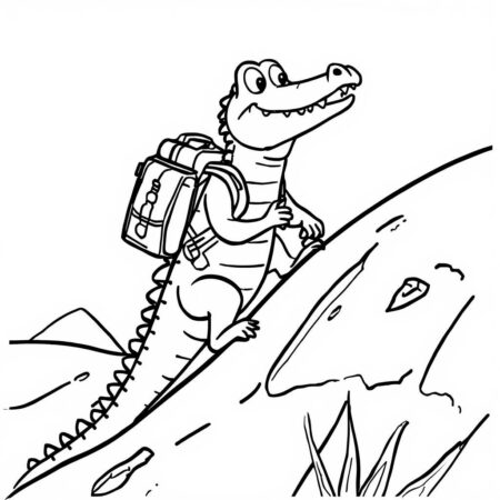 Crocodilo em Aventura (Desenho para Colorir)