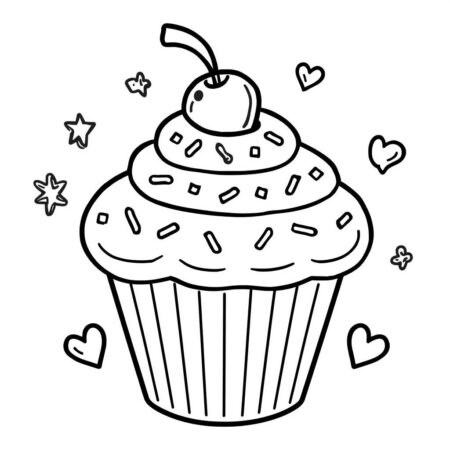Cupcake divertido Para Meninas (Desenho para Colorir)