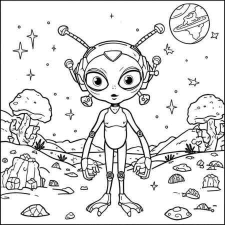 Cyborg Alienigena Para Meninos (Desenho para Colorir)