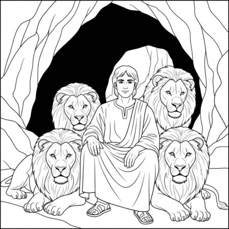 Daniel na Cova dos Leoes (Desenho para Colorir)
