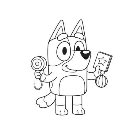 Desenho da Bluey Brincando com Brinquedos para colorir (Desenho para Colorir)