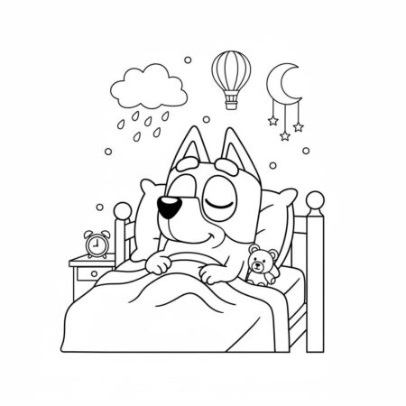 Desenho da Bluey Dormindo para colorir (Desenho para Colorir)
