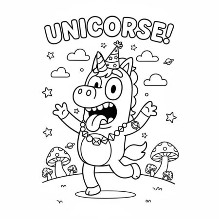 Desenho da Bluey Unicórnio para colorir (Desenho para Colorir)