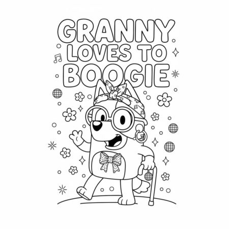 Desenho da Bluey Vovó Amando Dançar para colorir (Desenho para Colorir)