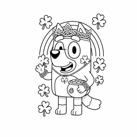 Desenho da Bluey com arco íris para colorir (Desenho para Colorir)