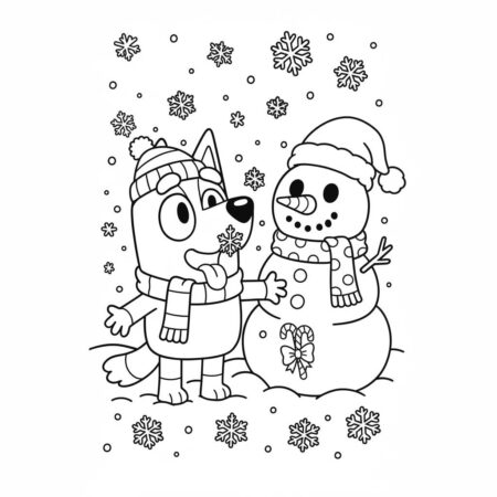 Desenho da Bluey e o Boneco de Neve para colorir (Desenho para Colorir)