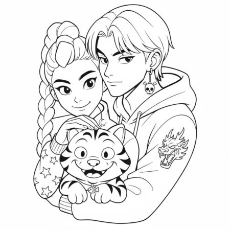 Desenho das Guerreiras do K Pop para colorir (Desenho para Colorir)