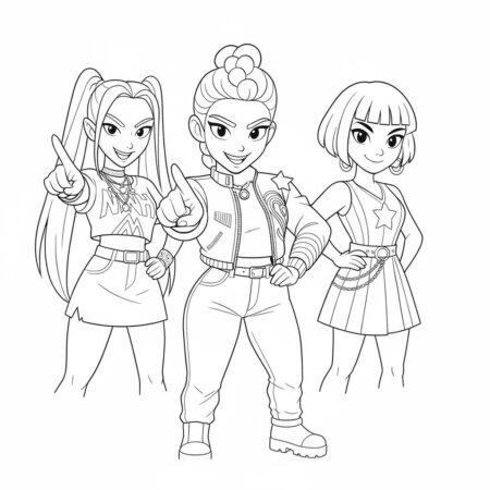 Desenho das Guerreiras do K Pop para colorir (Desenho para Colorir)