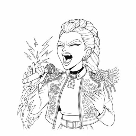 Desenho das Guerreiras do K Pop para colorir (Desenho para Colorir)