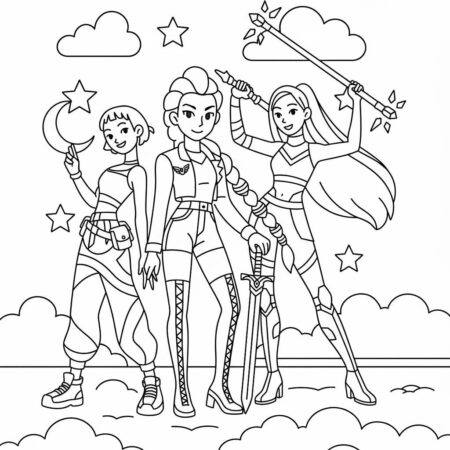 Desenho das Guerreiras do K Pop para colorir (Desenho para Colorir)