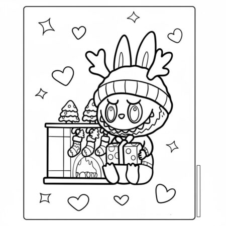 Desenho do Labubu Natalino para colorir (Desenho para Colorir)