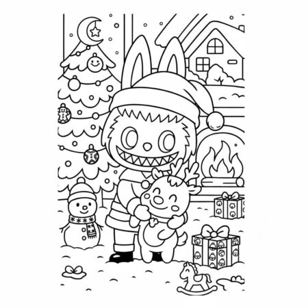 Desenho do Labubu Natalino para colorir (Desenho para Colorir)