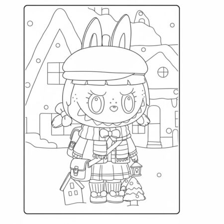 Desenho do Labubu na Neve para colorir (Desenho para Colorir)