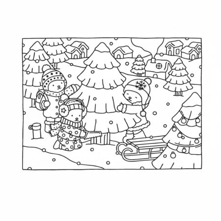 Desenho dos Bobbie Goods brincando na neve para colorir (Desenho para Colorir)