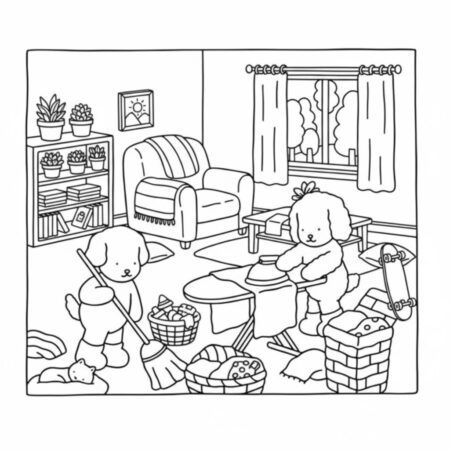 Desenho dos Bobbie Goods fazendo limpeza para colorir (Desenho para Colorir)