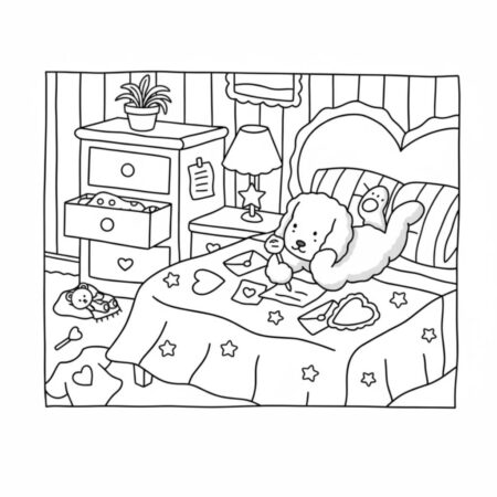 Desenho dos Bobbie Goods na cama para colorir (Desenho para Colorir)