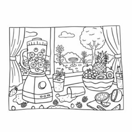 Desenho dos Bobbie Goods na cozinha com frutas para colorir (Desenho para Colorir)